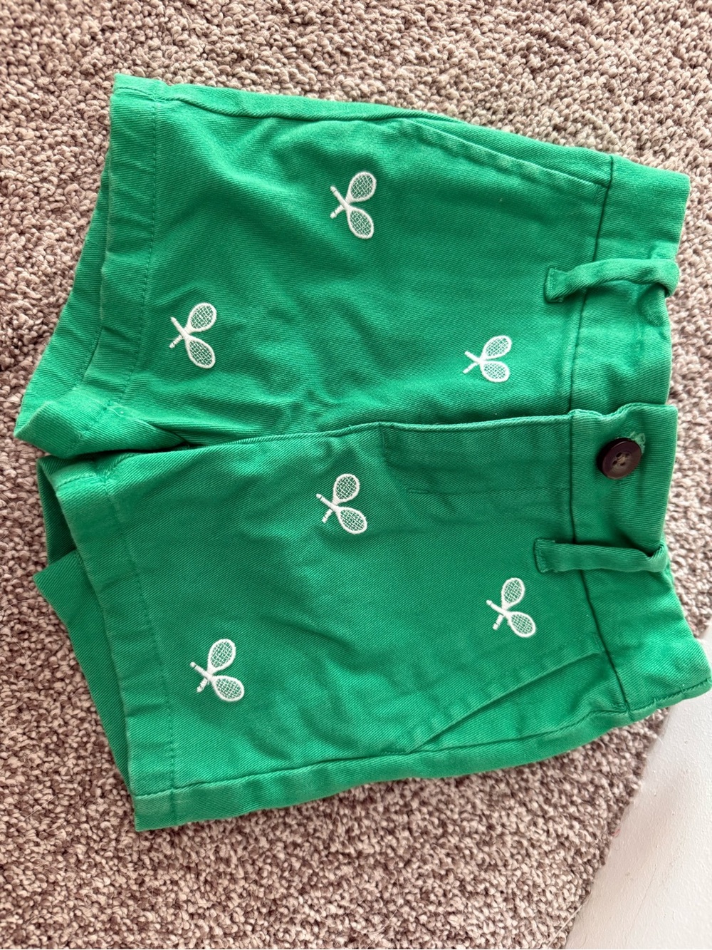 Janie and Jack Green Tennis Racket Embroidered Shorts